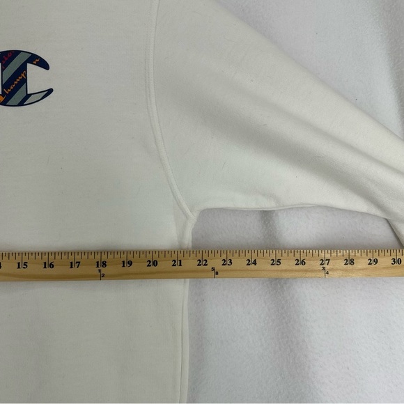 Champion Logo Front Back Crewneck Sweatshirt Men’s Medium White - Picture 8 of 13